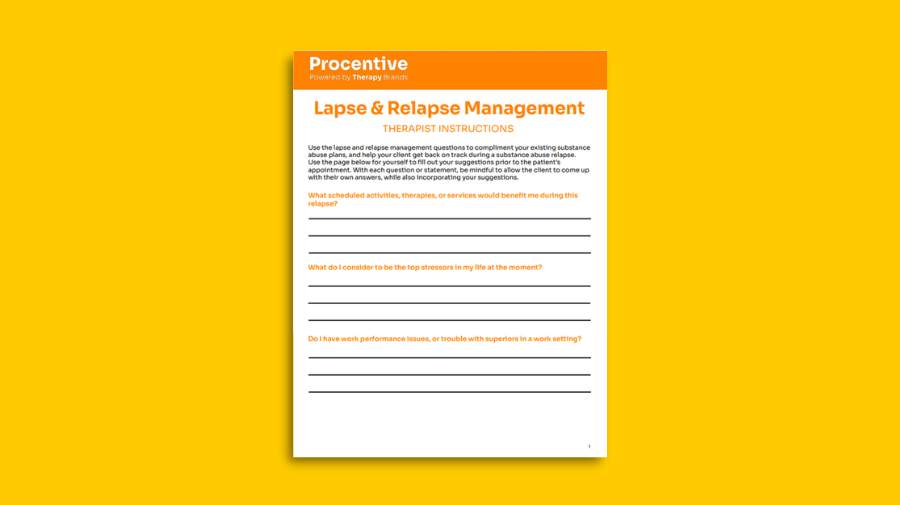 Free Download – Substance Abuse Plan: Lapse and Relapse Management 